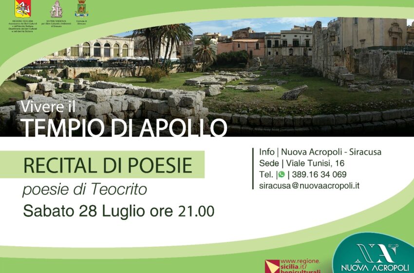  Siracusa. "Vivere il Tempio di Apollo": recital di poesie di Teocrito nell'area archeologica