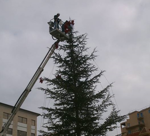  Siracusa. Albero di Natale in via Cannizzo, abete alto 10 metri dove perse la vita Renzo Formosa