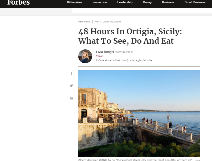  “48 hours in Ortigia”, il magazine Forbes guida alla scoperta di Siracusa