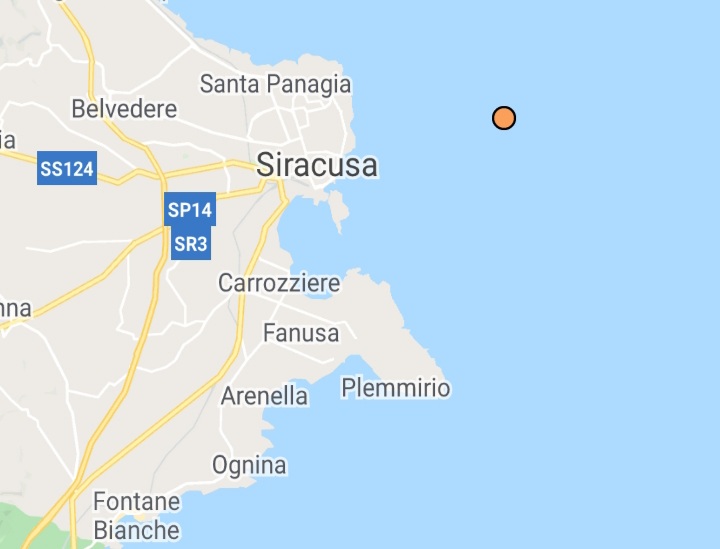  Siracusa. Lieve scossa sismica poco dopo le 7: epicentro in mare, magnitudo 2.6