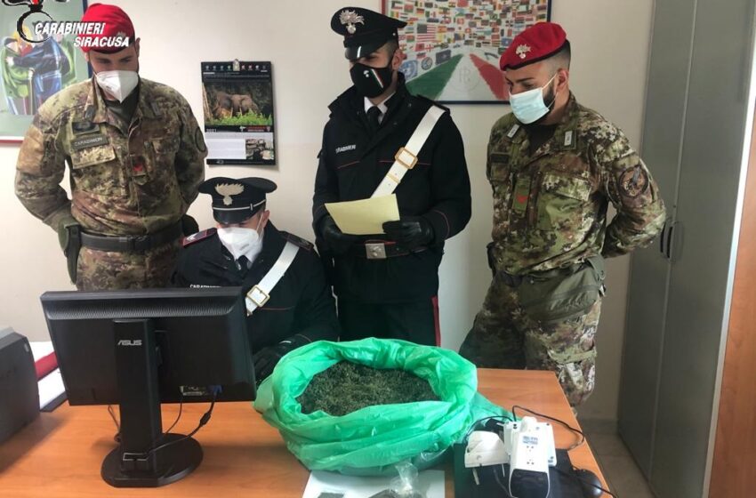  Nell'armadio 1,6kg di marijuana: i Carabinieri arrivano con l'elicottero per arrestarlo