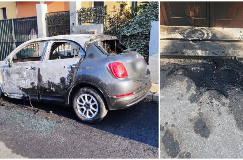  Raid con il fuoco, in fiamme un'auto e l'ingresso di un negozio arrestato 33enne