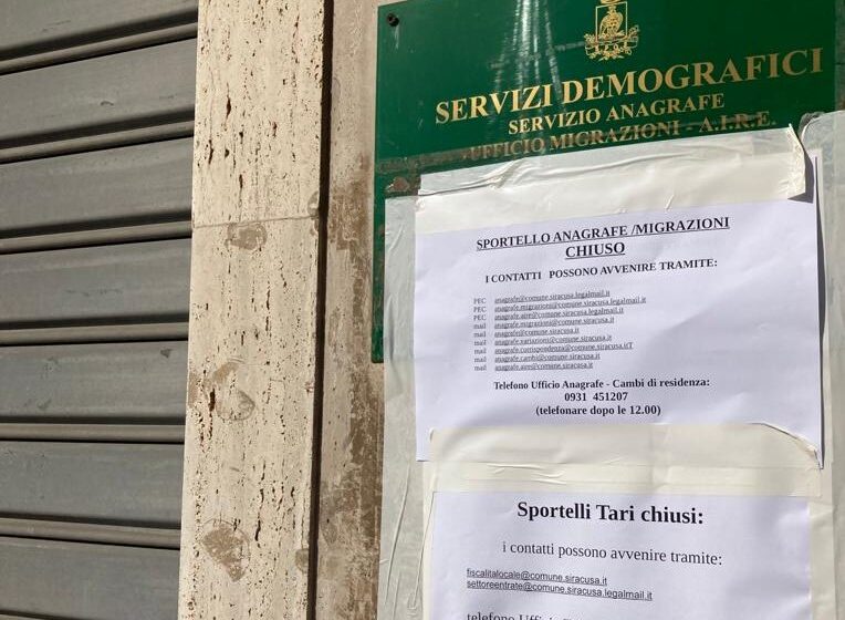  Siracusa. Niente uscieri a gestire gli accessi: chiusi gli sportelli Tari e Immigrazione