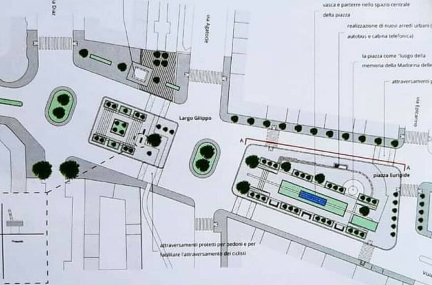  Siracusa. Riqualificazione di piazza Euripide, tagliati i pini. "Piantumeremo 36 nuovi alberi"