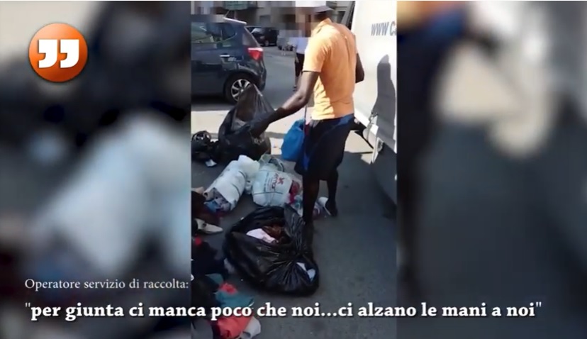  VIDEO. Raccolta indumenti usati, scena surreale: "ci manca poco che ci picchiano"