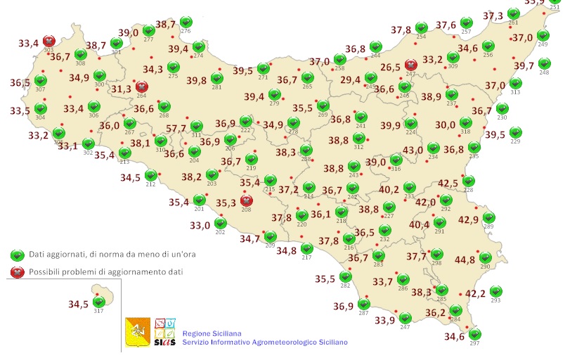  Ondata di calore, Siracusa “bollente”: rilevata massima di 44,8°. E’ record stagionale