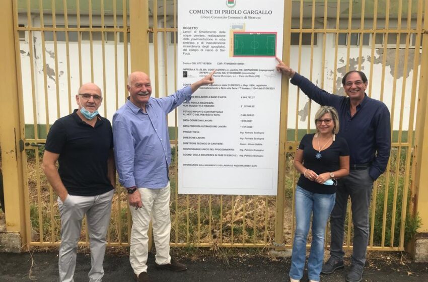  Priolo, iniziati i lavori di riqualificazione del campo di San Focà: pronto in 5 mesi