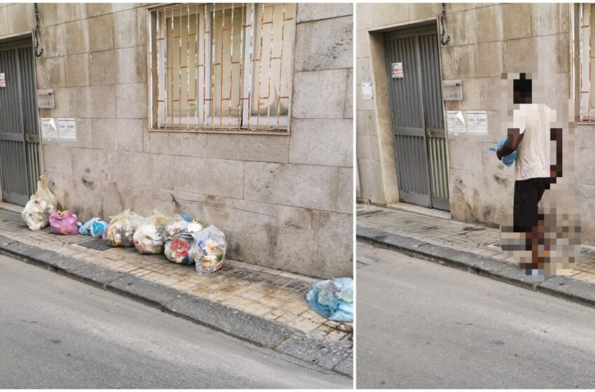  Siracusa, così non va: il tempo di ripulire i marciapiedi e subito arrivano altri sacchetti