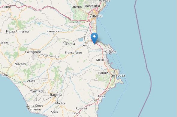  Scossa sismica con epicentro a Carlentini: magnitudo 2,6, avvertita dalla popolazione