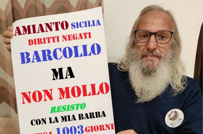  La protesta di Calogero, malato di amianto: mille giorni senza tagliare capelli e barba