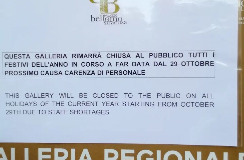  Non c’è personale, chiude nei festivi la Galleria regionale Bellomo di Siracusa