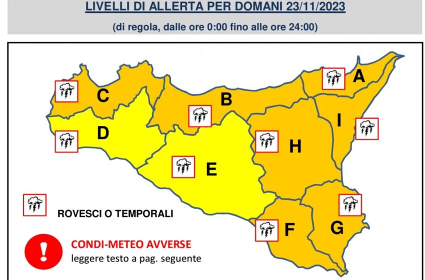  Peggiorano le condizioni meteo, il livello di allerta sale ad arancione fino a tutto giovedì 23