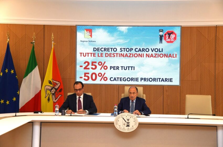  Caro voli, sconti per i collegamenti con tutti gli scali, Schifani “Un ottimo risultato per i siciliani”