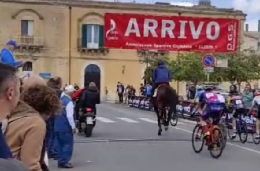  Cavallo al galoppo in mezzo alla gara ciclistica, follia a Solarino. “Rischiato la tragedia”