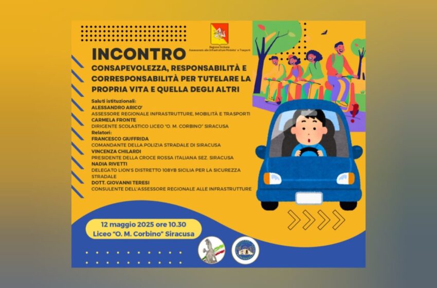  Sicurezza stradale, incontro al liceo Corbino con l’assessore regionale Aricò