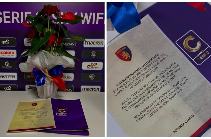  Il bel gesto del Potenza, riordina lo spogliatoio e lascia una pianta in dono