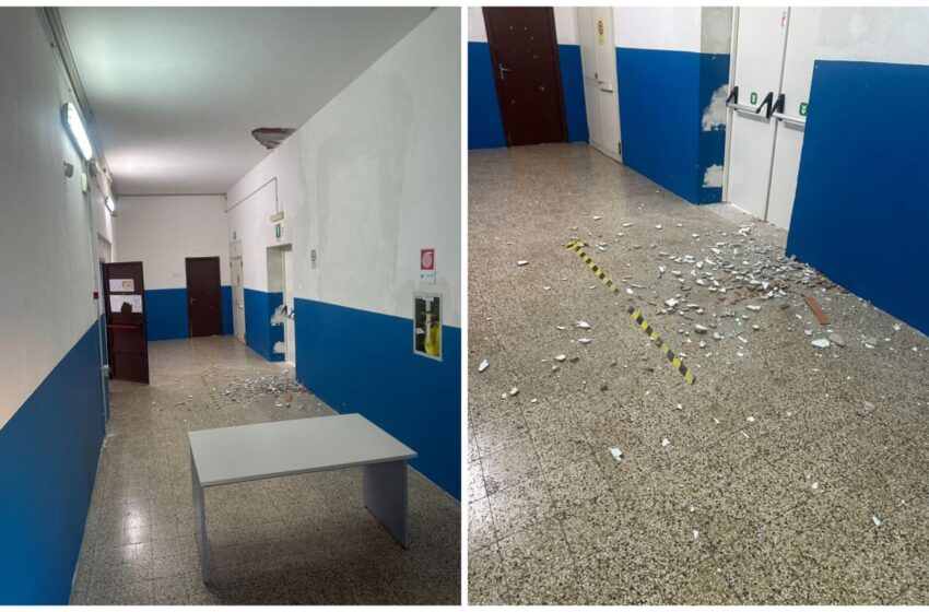  Ancora un distacco di intonaco a scuola, intervento del Libero Consorzio al Bartolo