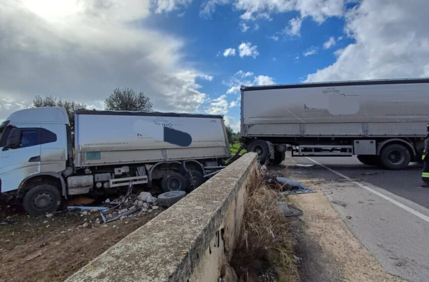  Autotreno senza controllo, abbatte un muretto e finisce in campagna