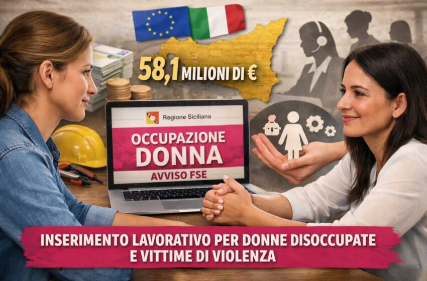  Avviso “Occupazione donna”, aperta la piattaforma per progetti di inserimento lavorativo
