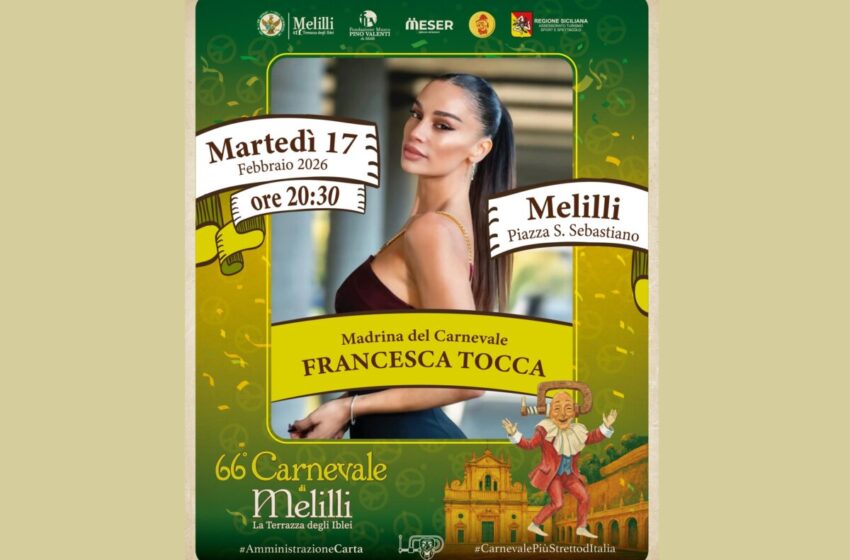  Carnevale di Melilli, da giovedì l’allegra invasione di carri e maschere. Francesca Tocca la madrina