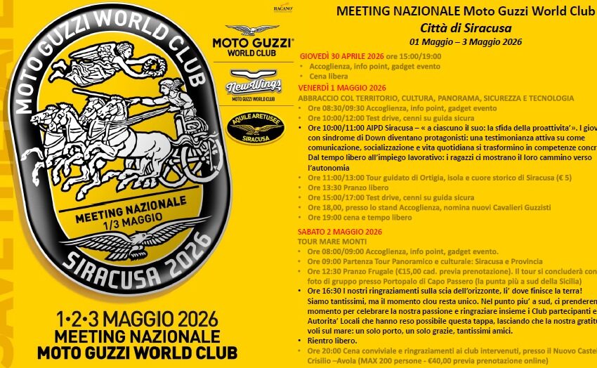  Meeting nazionale Moto Guzzi: raccolta fondi per Aipd Siracusa