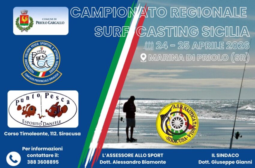  Marina di Priolo Capitale del Surf Casting: al via domani il Campionato Regionale 2026