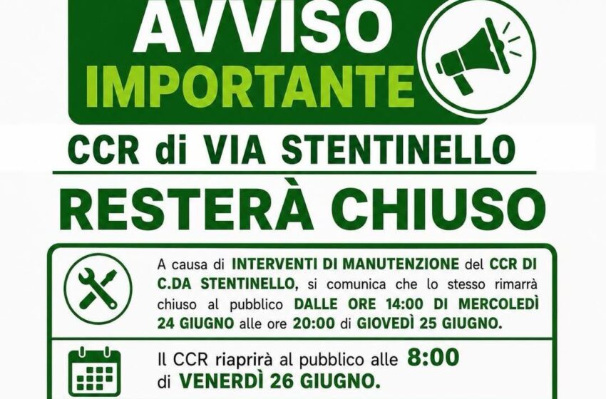  Chiude per alcuni giorni il Ccr di Targia troppo pieno: “Interventi di manutenzione”