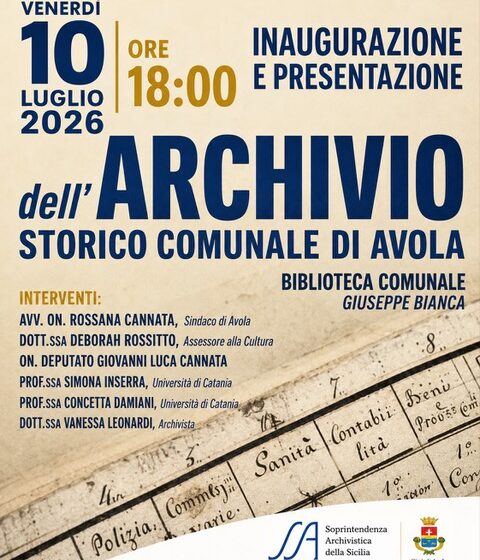  Archivio Storico del Comune di Avola, venerdì la cerimonia di inaugurazione
