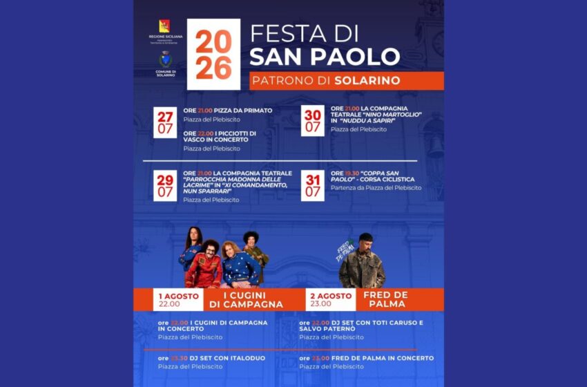  Festa di San Paolo Apostolo a Solarino: fede, concerti e eventi