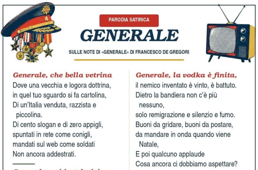  Il sindaco riscrive “Generale” per Vannacci: parodia social sulle note di De Gregori