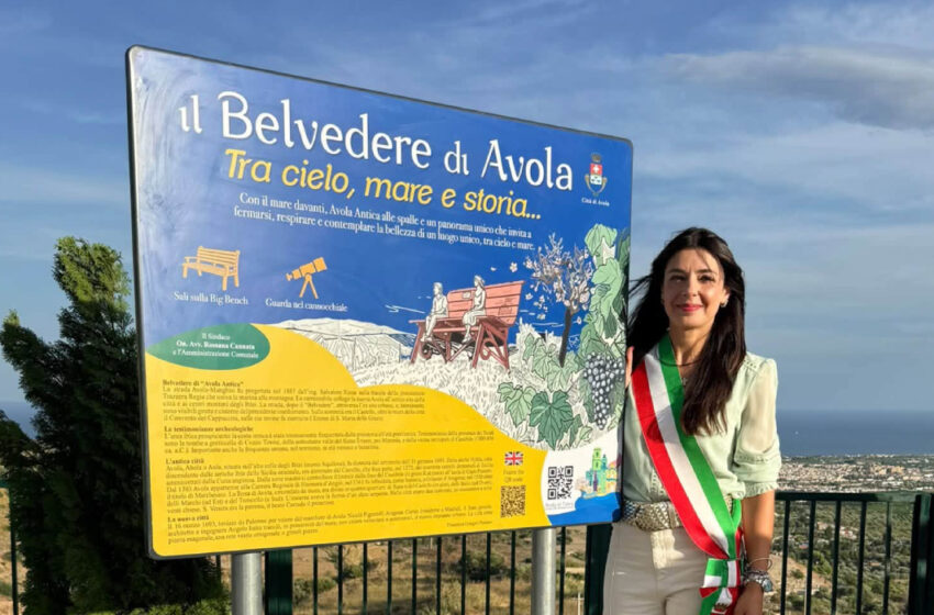  Inaugurato il Belvedere di Avola Antica con Panchina Gigante e cannocchiale panoramico