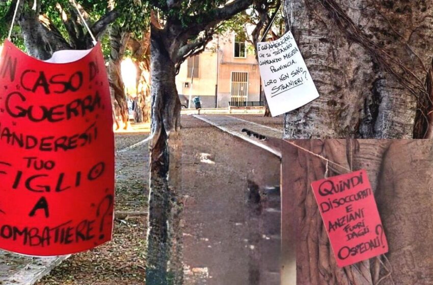  Cartelli in piazza Santa Lucia, una risposta al gazebo dei vannacciani aretusei?