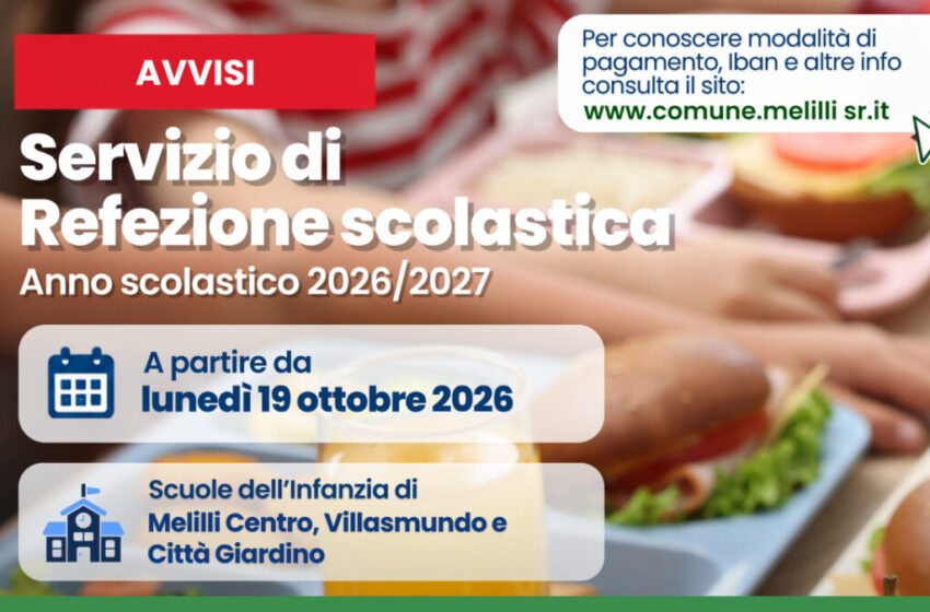  Mensa scolastica a Melilli, Città Giardino e Villasmundo: da lunedì 19 il via al servizio di refezione